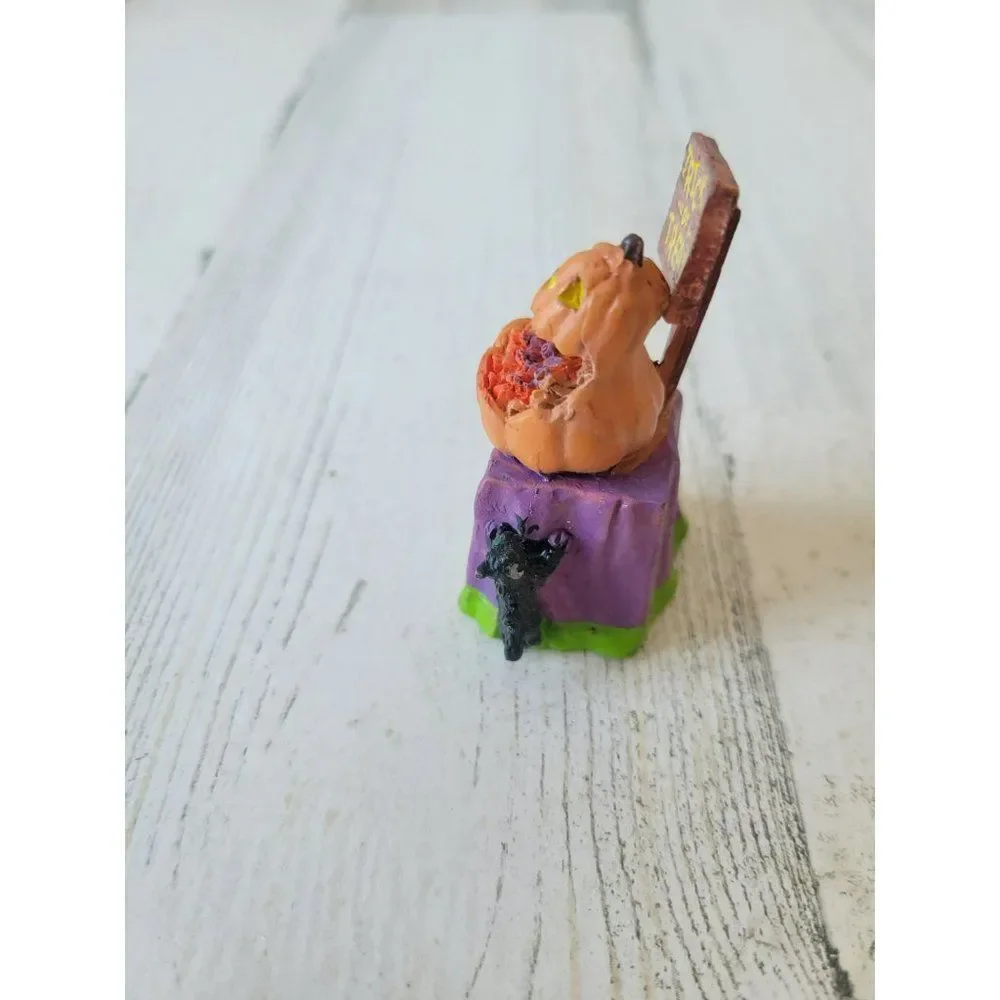 Lemax pumpkin trick treat bowl cat table‎ Halloween figurine accessory
